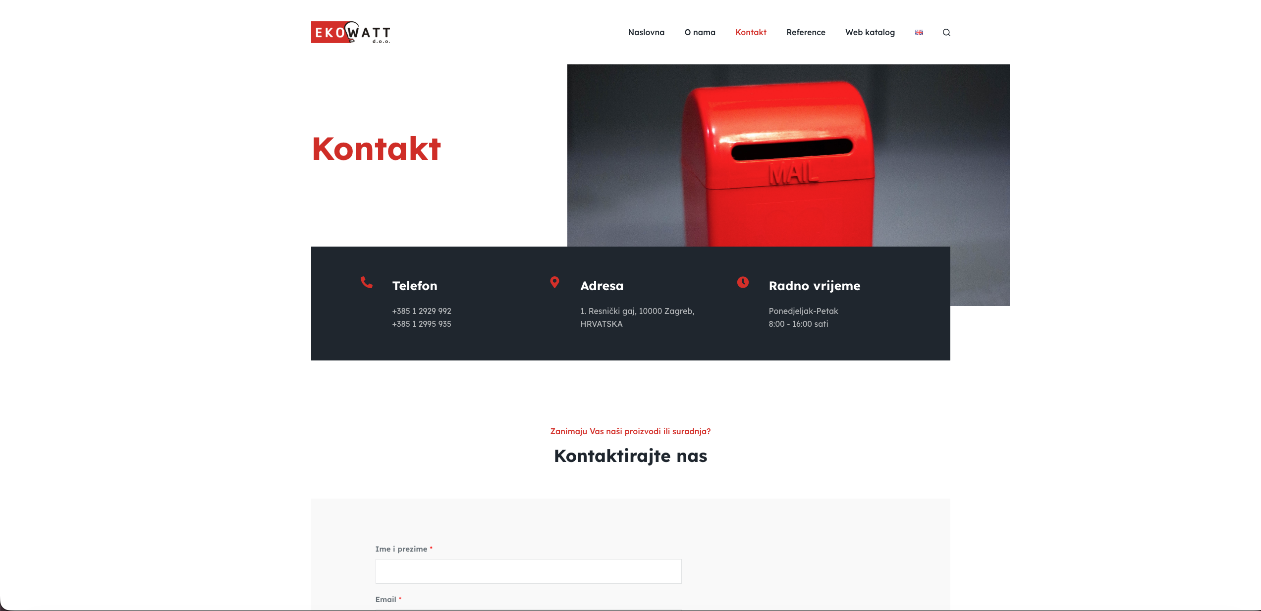 Ekowatt kontakt stranica